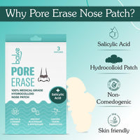 BAKE 2% Salicylic Acid Nose Strips for Pore Cleansing & Blackheads Removal | Hydrocolloid Nose Strips for Control Sebum Production (3 Strips)