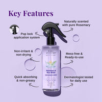 Bare Anatomy Nature x Science Rosemary Water Spray for Hair Growth & Hair Thickness with Rice Water |100% Natural Extract | Soft & Smooth Hair | Controls Hairfall & Adds Shine | Non-Greasy & Fast Absorbing | 200 ml