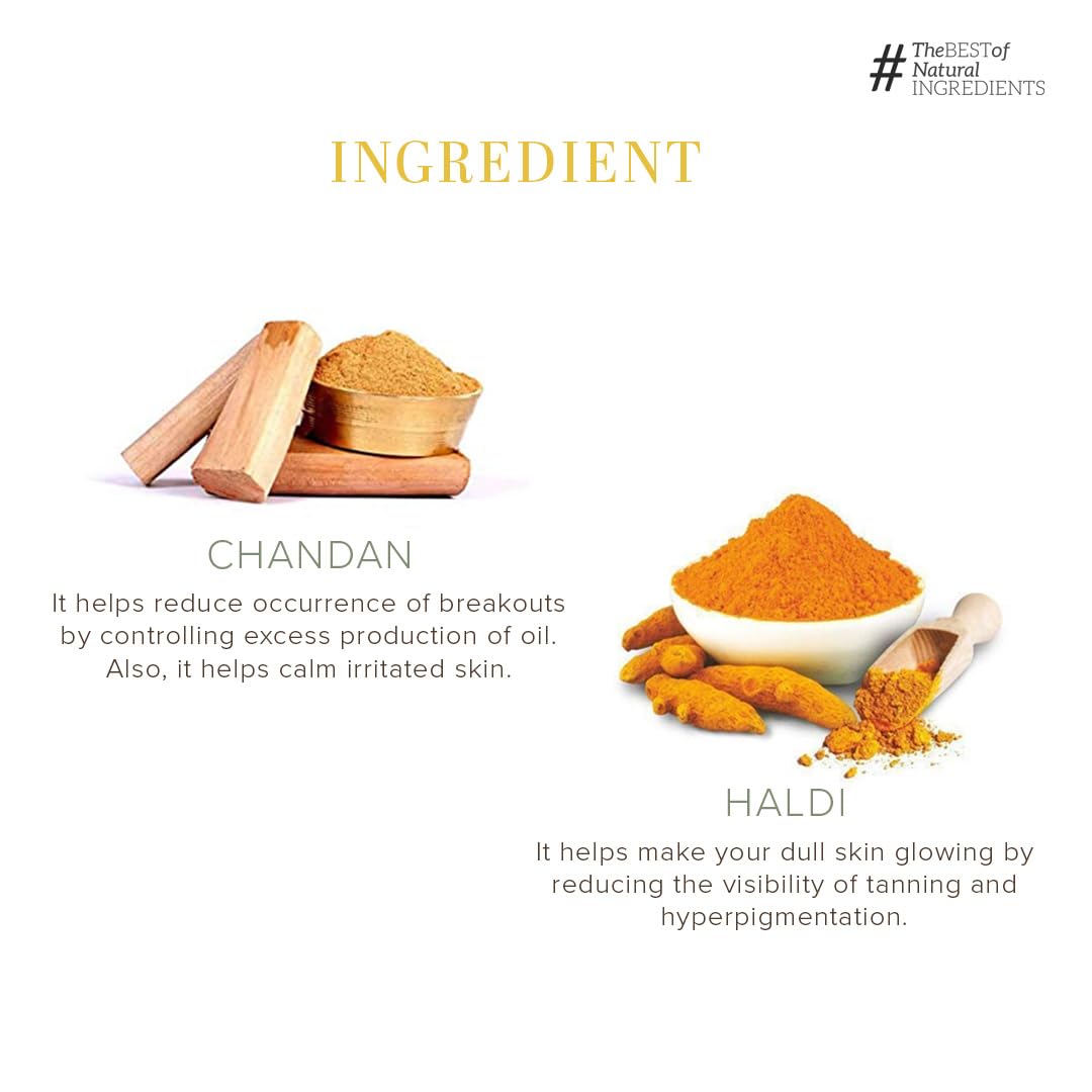 Khadi Natural Chandan Haldi Soap | Herbal Bathing Soap for Glowing Skin | Natural Soap with Essential Oils | Anti-Ageing Soap | Suitable for All Skin Types|Pack of 4 | (125gm*4) (500gm)
