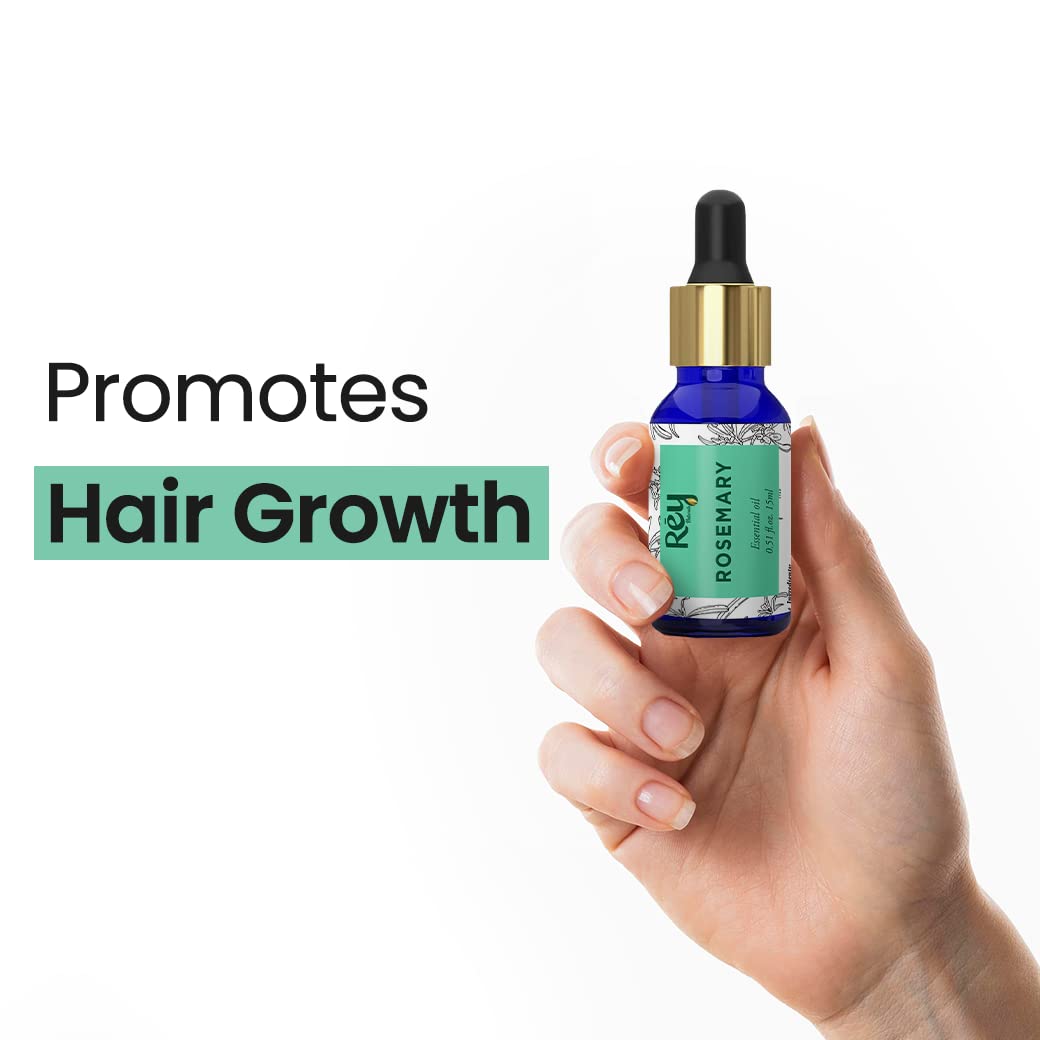 Rey Naturals Rosemary Oil For Hair Growth | Rosemary Essential Oil For Hair Growth | Rosemary Oil Essential Oil For Skin & Body | Pure Rosemary Oil | Pure Rosemary Hair Oil For Men & Women - 15ml*2