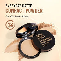 SWISS BEAUTY Everyday Matte Lightweight Compact With Spf 10 For All Skin Types | 12 Hours Of Oil Control | Mattifies Pores And Fine Lines | Comes With Sponge Applicator | Shade- 02 Beige, 9g