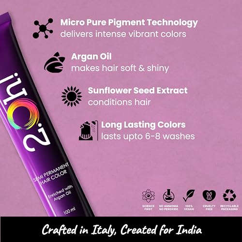 2.Oh! Italian- Pastel Pink Hair Color For Women & Men | Ammonia-Free DIY Semi Permanent Hair Color | Enriched with Argan Oil | Lasts upto 6-8 Washes (Pack of 2)