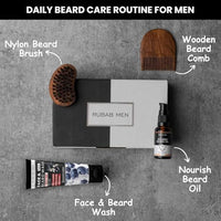 Rubab Men 4-in-1 Beard Kit for Men| Advance Beard Oil, Face & Beard Wash, Beard Brush & Wooden Beard Comb for Men| Daily Care of Beard or Amazing Gift Kit for Men