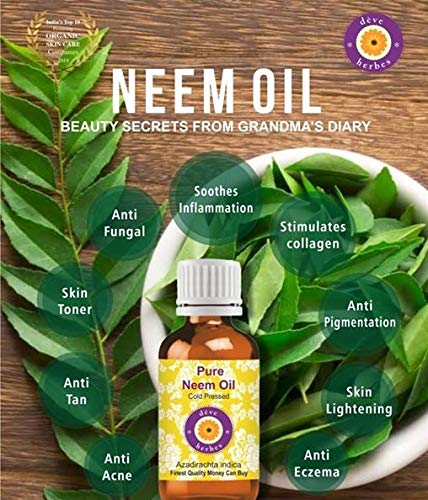 Deve Herbes Pure Neem Oil (Azadirachta indica) Natural Therapeutic Grade Cold Pressed (Pack of Two) 100ml X 2