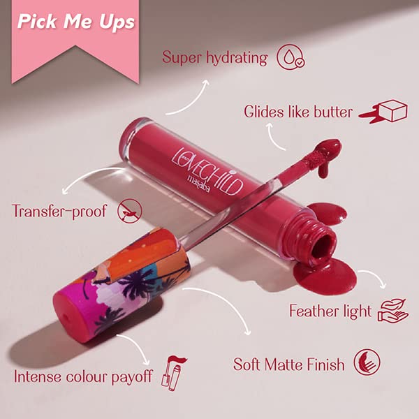 LoveChild Masaba Gulabi Rum Punch Lush-Matte Pink Lip Creme, 3ml