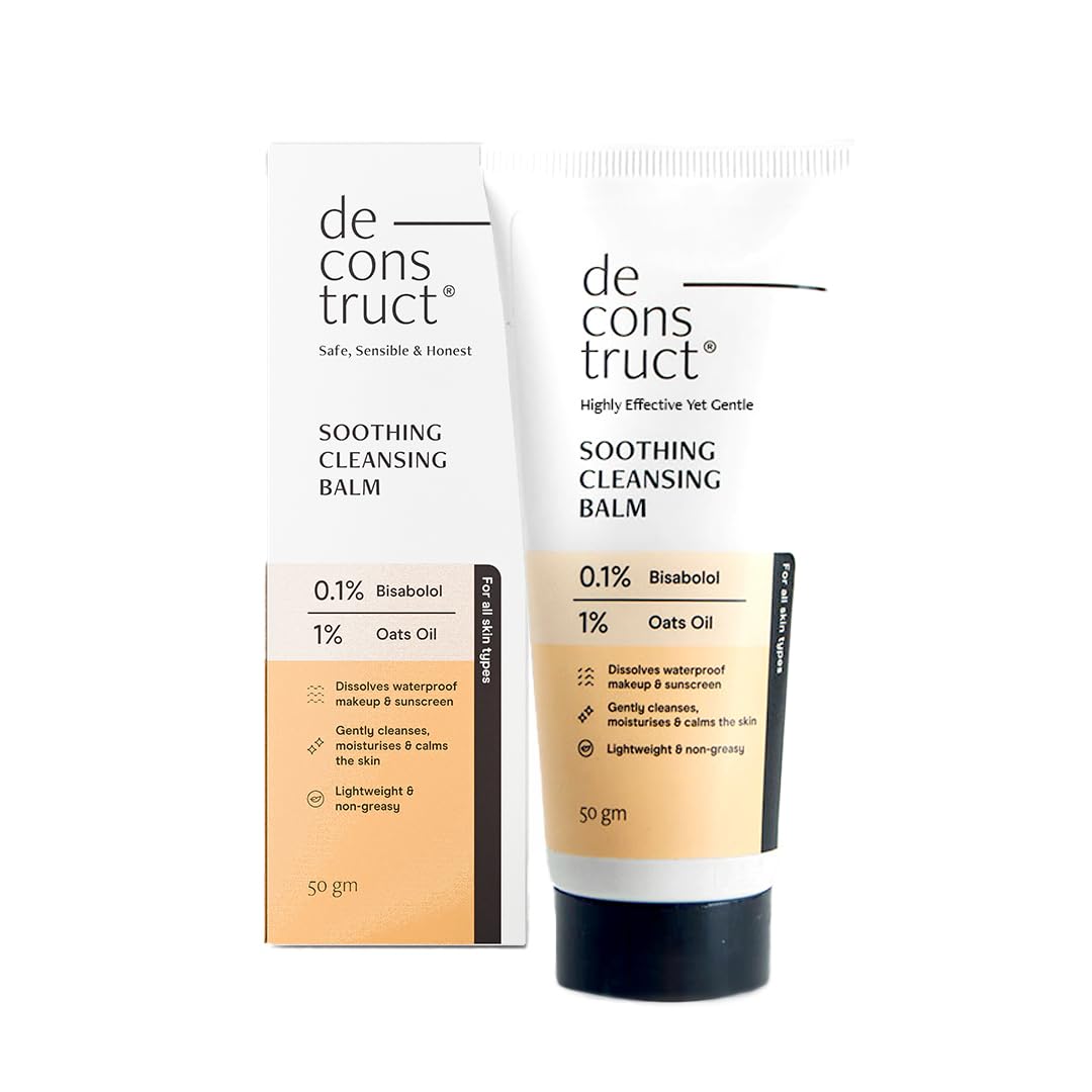 Deconstruct Soothing Makeup Cleansing Balm|Contains 0.1% Bisabolol&1% Oats Oil|Gentle Makeup Remover|For Normal,Dry,Combination Skin|Removes Excess Oil&Dirt,Detoxifies&Clear Pores|For Men&Women|50G