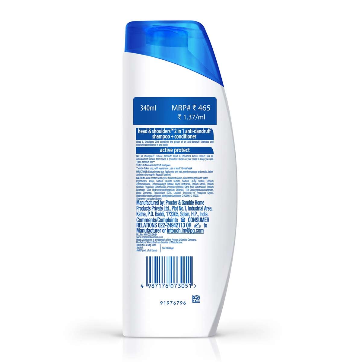 Head & Shoulders 2-in-1 Active Protect, Anti Dandruff Shampoo + Conditioner for Women & Men, 340ML