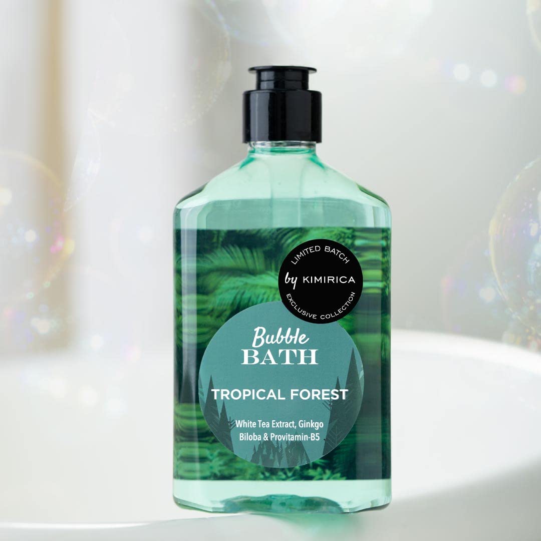 Kimirica Tropical Forest Bubble Bath, 100% Vegan and Paraben Free with Goodness of Ginkgo Biloba & White Tea Extracts, Pro-Vitamin B5, Aloe Vera & Vitamin E | 270 ml