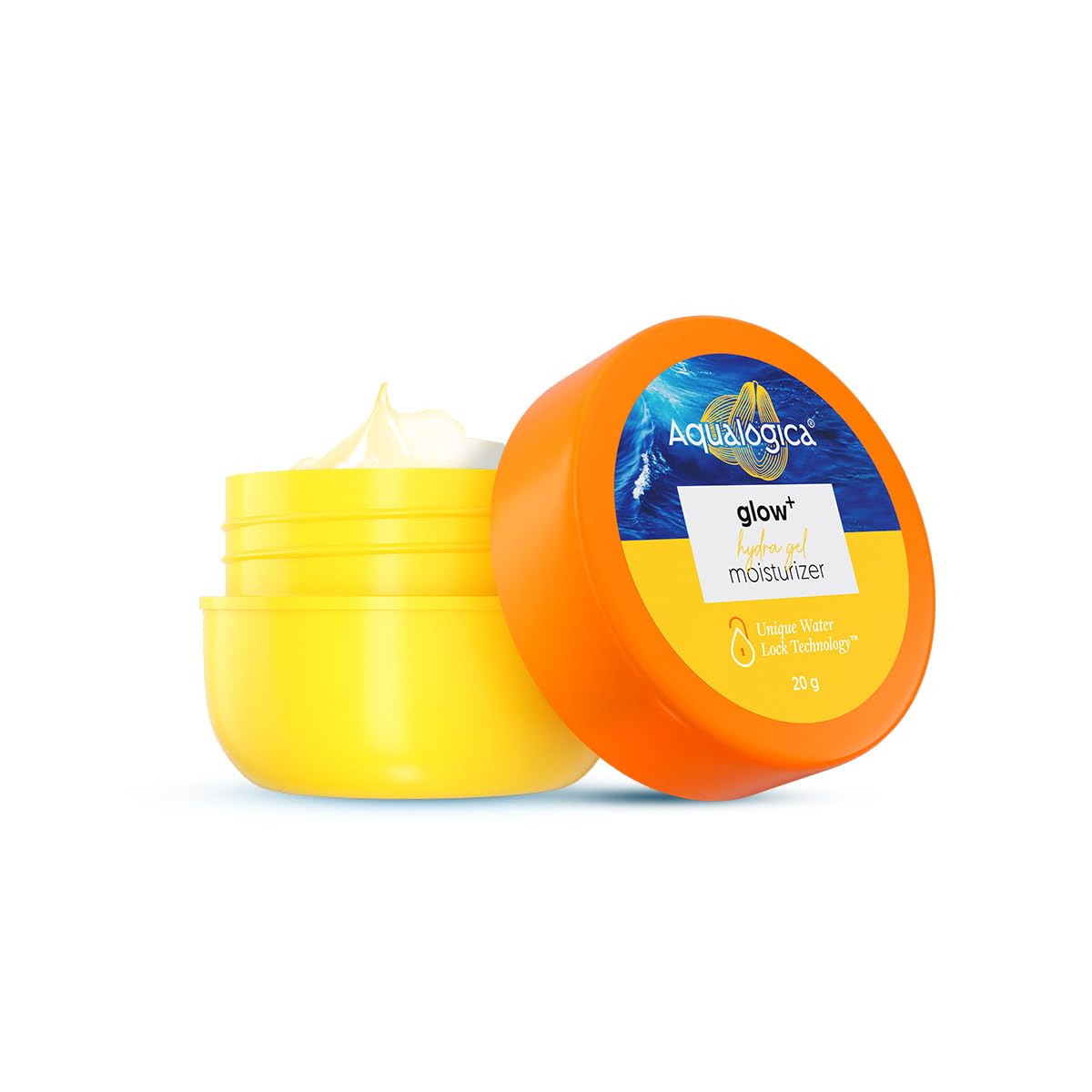 Aqualogica Glow+ Hydra Gel Moisturizer with Vitamin C & Papaya - 20 g|24-Hour Intense Hydration|Weightless Water-Like Gel Texture|Non Sticky & Quick Absrobing for Glowing Skin (20 g)