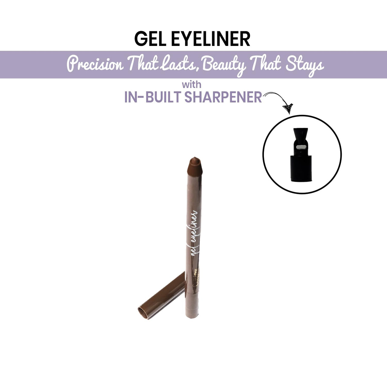 Oceglow Waterproof Gel Eyeliner | Smudge-Proof & Long-Lasting | Intense Color Payoff | Smooth Glide Formula Brown Color - 0.5g