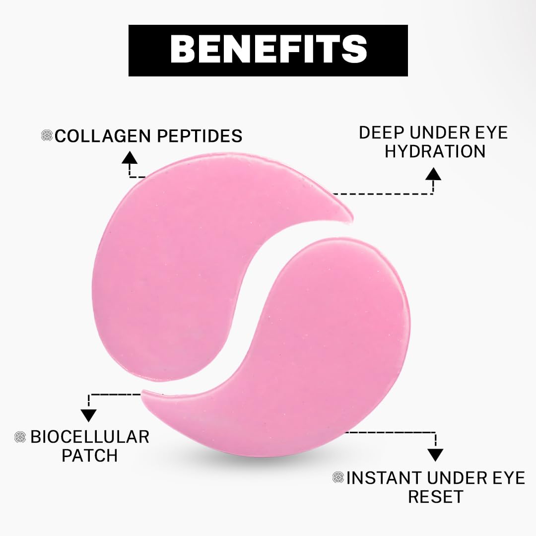 HOUSE OF BEAUTY Hydragel Eye Patches With Collagen, Peptides & Hyaluronic Acid For Dark Circles, Instant Puffiness Reduction & Hydration - (30 Pairs for both Women and Men) - 95 g