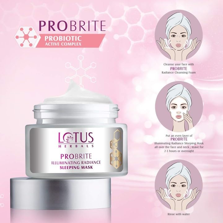 Lotus Herbals Probrite Illuminating Radiance Cream 50gm, Radiance Sleeping Mask 50gm set of 2