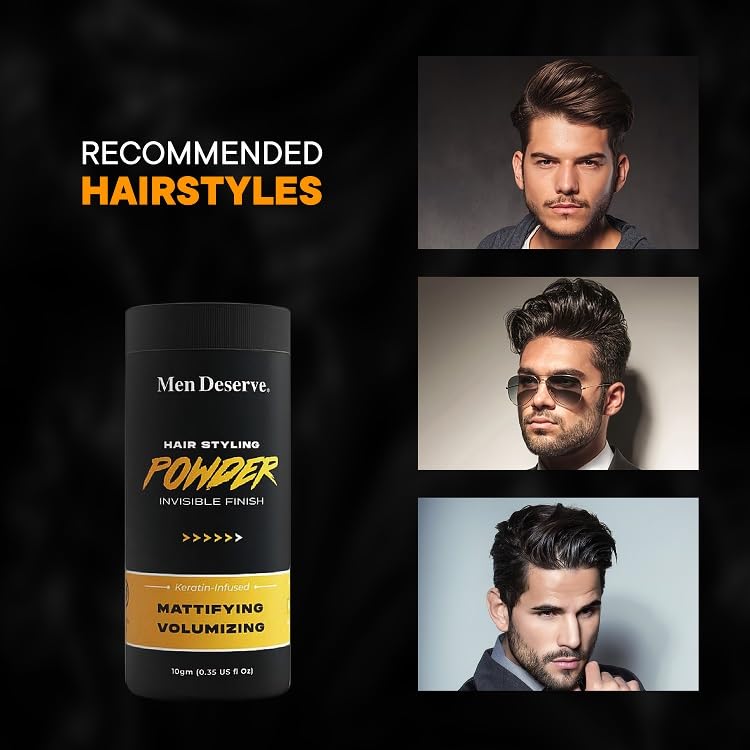 Men Deserve - Hair Styling Powder Wax (10g) | For Hair Volume, Strong Hold, and Matte Hair Look | Invisible Finish Hair Powder for Men | Sulphates and Paraben Free | Hair Volume Powder For Men
