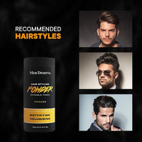 Men Deserve - Hair Styling Powder Wax (10g) | For Hair Volume, Strong Hold, and Matte Hair Look | Invisible Finish Hair Powder for Men | Sulphates and Paraben Free | Hair Volume Powder For Men