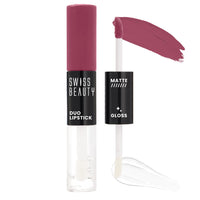 Swiss Beauty Duo Lipstick | Matte smudge-proof Liqud Lipstick + Transparent glossy Lipgloss | Transfer -proof and Long lasting | Shade-Rose Red, 10ml