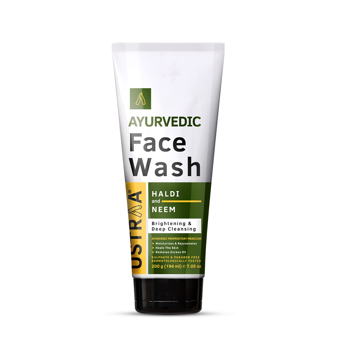 Ustraa Ayurvedic Face Wash Neem & Haldi - 200g | Helps Heal Skin | Skin Brightening & Deep Cleansing & De-Tan Face Scrub for Men, 100g | Exfoliation & Effective Tan Removal | No Sulphates