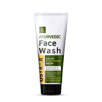 Ustraa Ayurvedic Face Wash Neem & Haldi - 200g | Helps Heal Skin | Skin Brightening & Deep Cleansing & De-Tan Face Scrub for Men, 100g | Exfoliation & Effective Tan Removal | No Sulphates