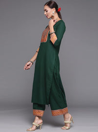 INDO ERA Women's  Solid Cotton Blend Straight Kurta Palazzo With Dupatta Set