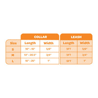 Voyager Reflective Dog Leash Collar Set with Neoprene Handle Supports Small, Medium, and Large Breed Puppies, Cute and Heavy Duty for Walking, Running, and Training - Orange, S