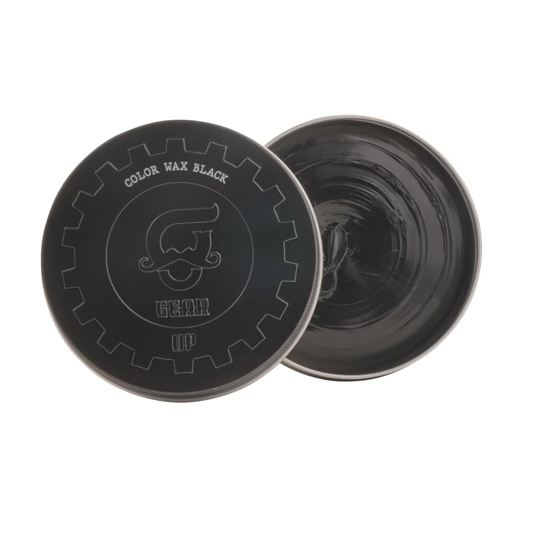 Beauty Garage Gear Up Hair & Beard Black Color Wax | Instant Jet Black Tint Flexible Hold with Nourishing Oils, 100g