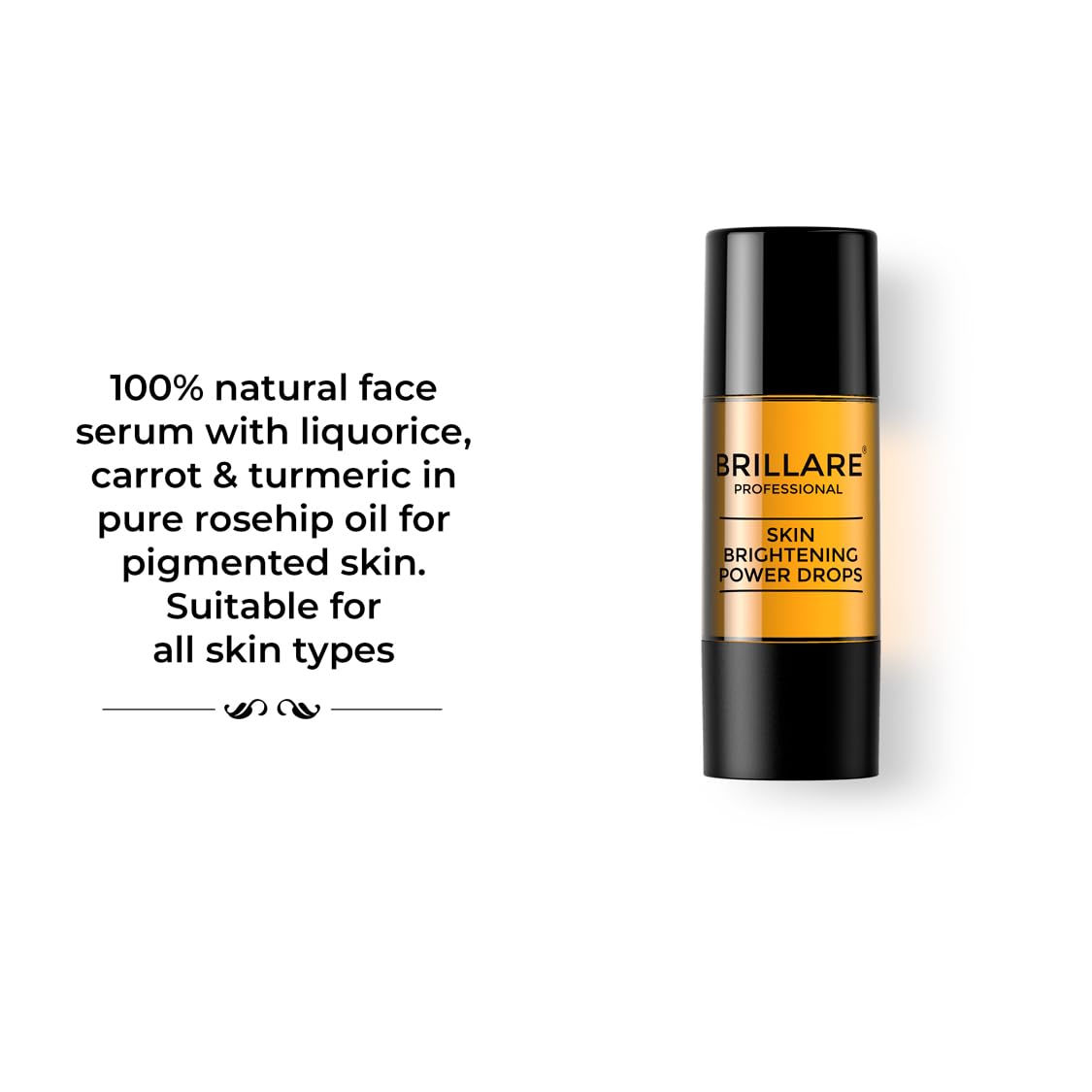 Brillare Professional Skin Brightening Power Drops, 100% Natural Face Serum With Rosehip and Sandalwood (15 ML), Zero Chemicals