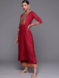 INDO ERA Women's  Solid Cotton Blend Straight Kurta Palazzo With Dupatta Set