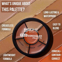 INSIGHT Cosmetics Glossy Pro Concealer Full Palette-Concealer|Conceal |Correct |Contour |Waterproof |Crease Resistance |Long Lasting |Oil Control (CR105-Concealer) (Pack Of 4)