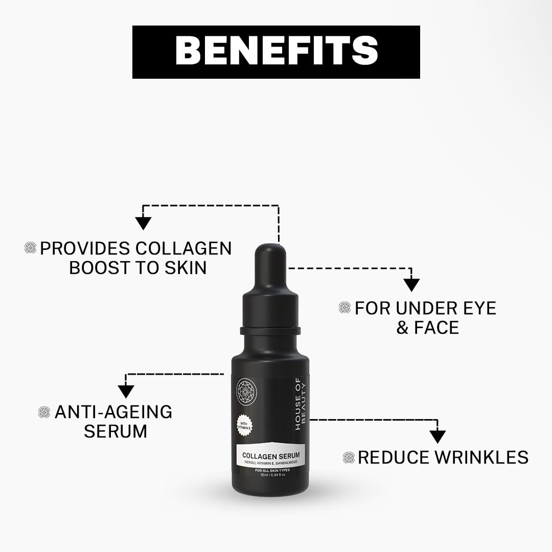 House of Beauty Collagen Serum for Diminishing Signs of ageing, Wrinkles and Help boost the good fat of the face 10ml