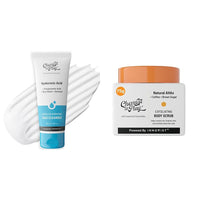 Chemist At Play Gentle & Hydrating Face Cleanser For All Skin Types | For Men & Women | Vegan | 100 ml Exfoliating Body Scrub For Removing Tan & Dead Skin Cells For Men & Women | 75g