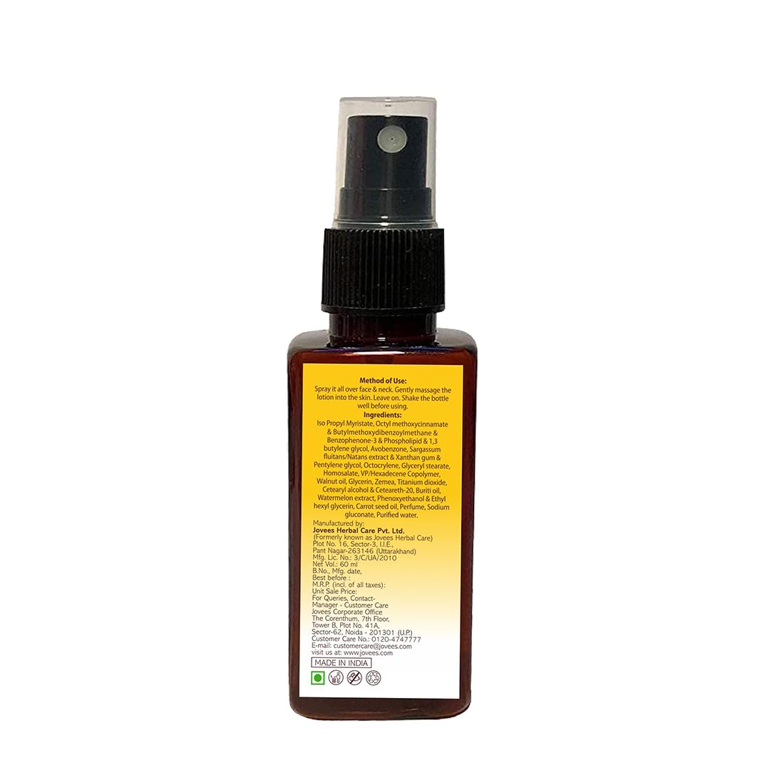 Jovees Herbal Sun Screen Spray SPF 40 With Watermelon & Walnut Oil | For All Skin Types | Protects From UVA/UVB rays | Lightweight, Non-greasy formula | 60ML
