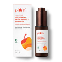 Plum Calendula & 10% Vitamin C Barrier Boosting + Glow Serum | Boosts glow | Ceramides strengthens skin barrier | Niacinamide fights pigmentation & dark spots | Non-irritant| Men & Women | For all skin types | 30ml