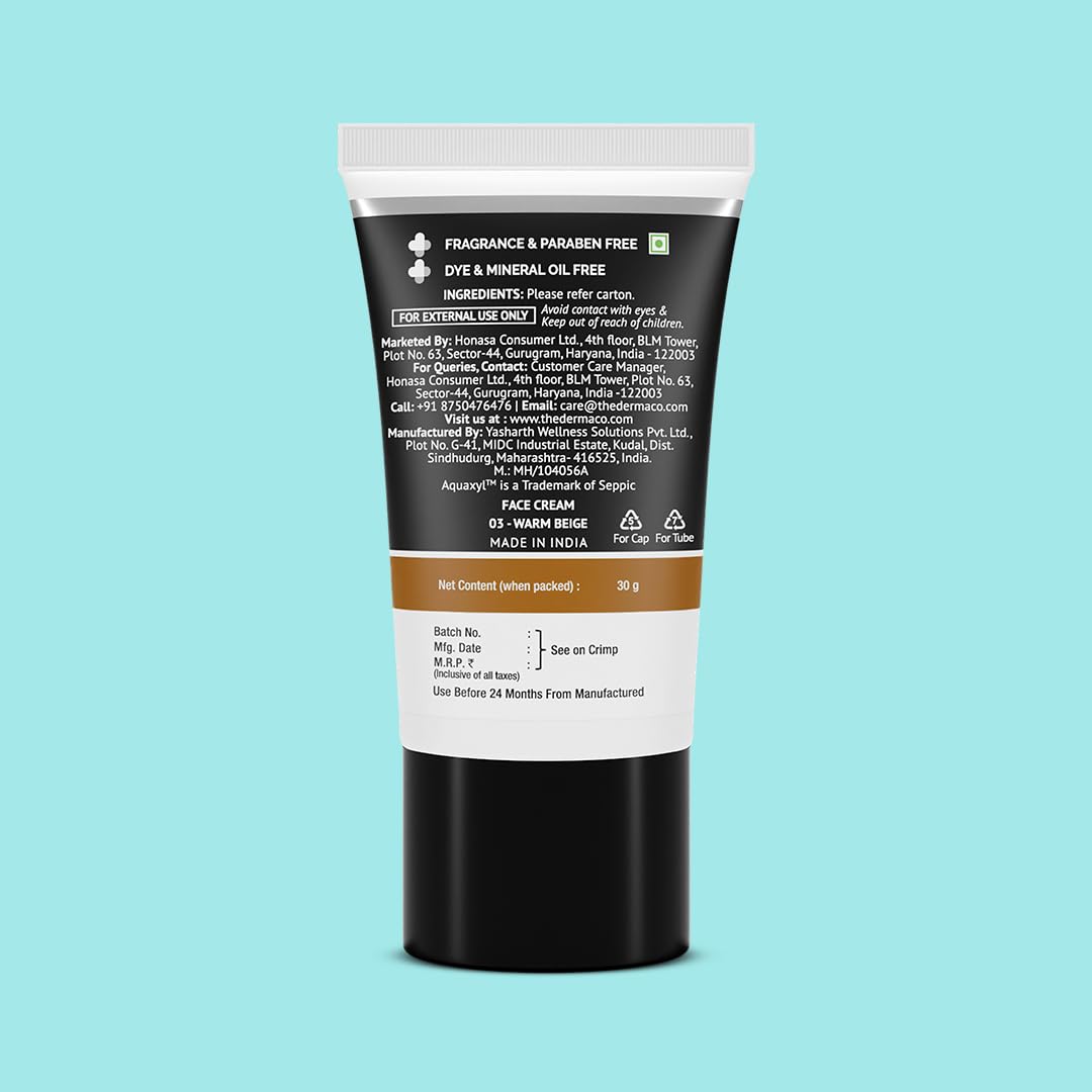 The Derma Co 2% Niacinamide Dewy, Radiant Hydrating All Skin Type Medium Coverage Bb Cream With 1% Hyaluronic Acid Complex & Aquaxyl - 30 G 03 - Warm Beige