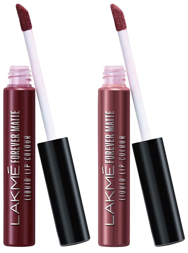 Lakmé Forever Matte Liquid Lip Color, Matte Finish, 5.6 ml - Wine Touch & Mauve Party