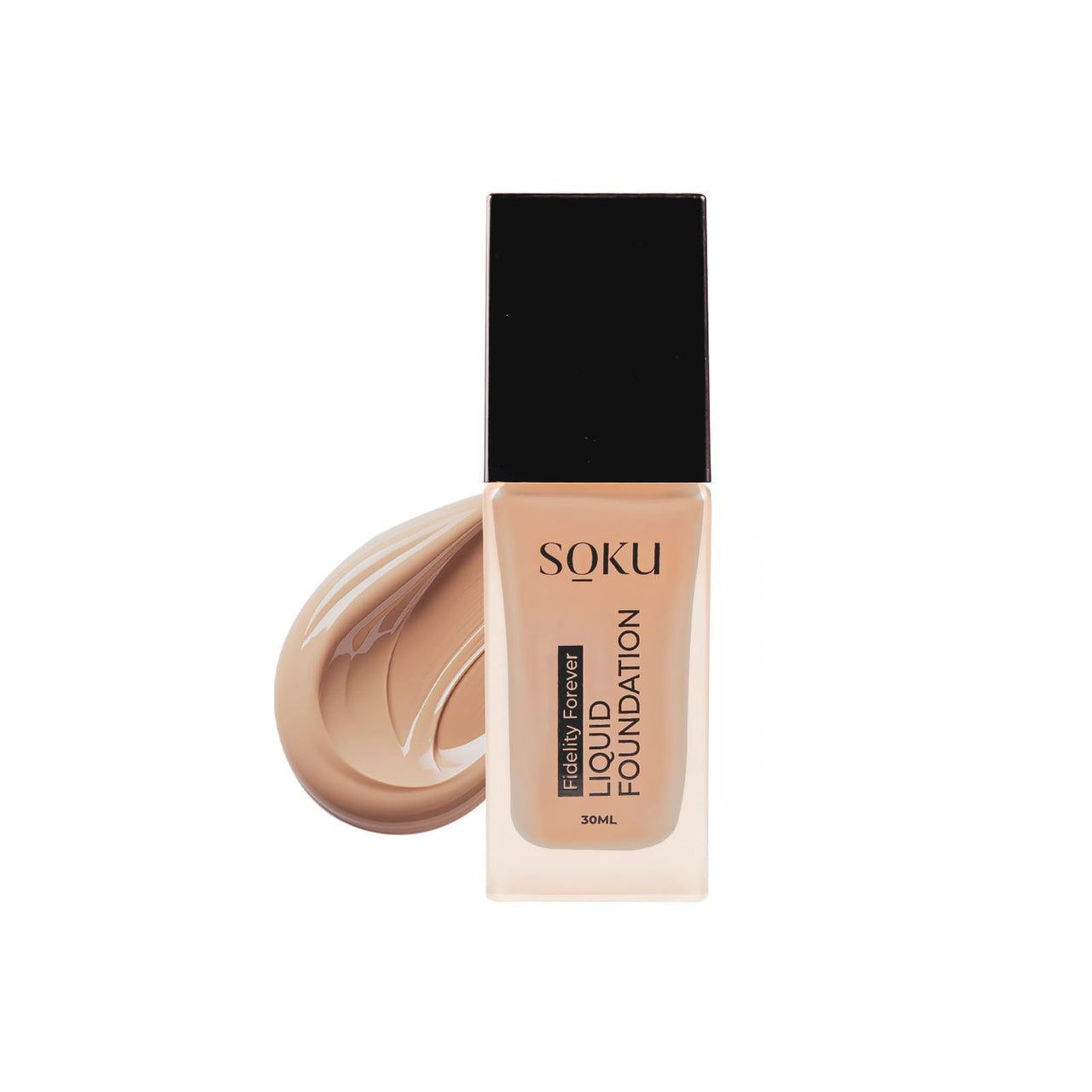 SOKU Fidelity Forever Liquid Buildable Coverage Foundation | With Shea Butter & Vitamin E | For All Skin Types | Satin Finish, Long-Lasting with a Silky Texture (Sable-04) - 30ml