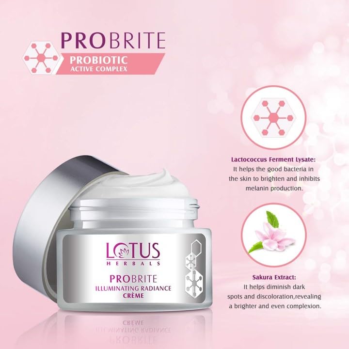 Lotus Herbals Probrite Illuminating Radiance Cream 50gm, Radiance Face Oil 15ml set of 2