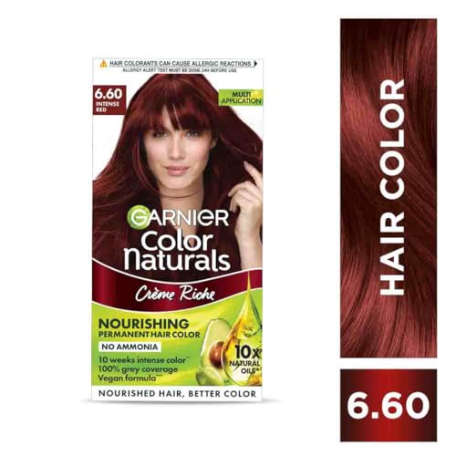 Garnier Color Naturals Crème hair color, Shade 6.60 Intense Red, 70ml + 60g (Pack of 2)