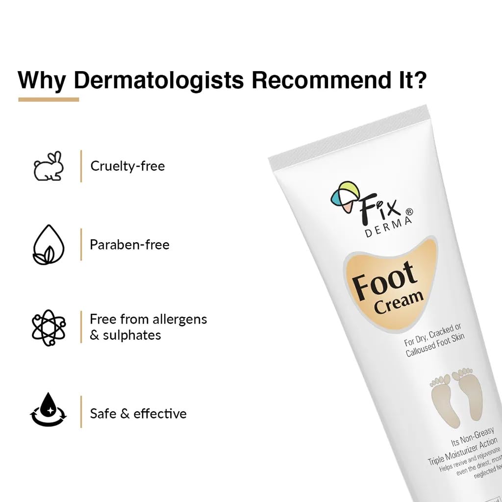 Fixderma 5% Lactic Acid, 15% Urea, 3% Glycerine, Foot Cream For Dry & Cracked Feet, Moisturizes and Soothes Feet, Heel Repair Paraben & Sulphate Free, All Skin Types 60ml (Pack of 2)