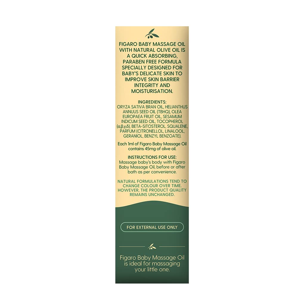 Figaro Baby Massage Oil with Goodness of Natural Olive oil enriched with vitamin E, Dermatologically tested, 400 ml