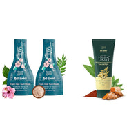 Nat Habit Five Oil Hibiscus Nutrimask-Hair Mask For All Hair & Scalp Types (Pack Of 2 X 40 Grams) And Ubtan Face Wash, Fresh Daily Tikta For Unisex 100G