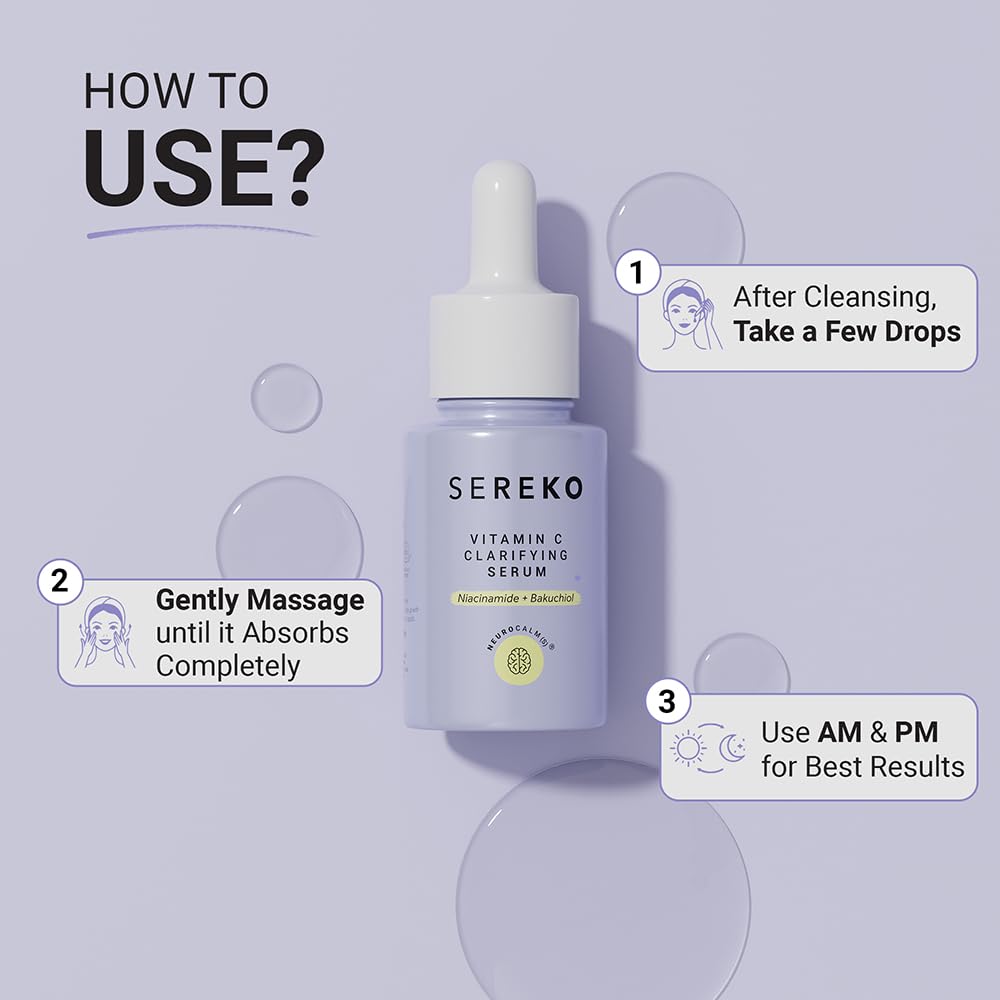 SEREKO 50X Vitamin C Face Serum for Glowing & Brightening Skin | Suitable to All Skin Types | Reduce Dark Spot, Recurring Acne & Blemishes | With Psychodermatology Formula | 10ml
