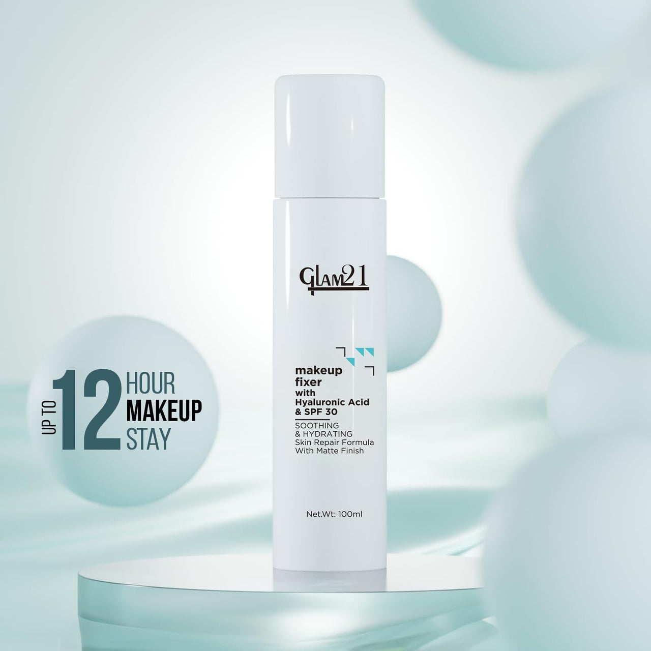Glam21 Make-up Fixer Spray - Keeps Makeup Intact with a Sparkly Texture | Lightweight & Long-lasting with Hyaluronic Acid & SPF 30 | Flawless Look | Dermatologically Tested