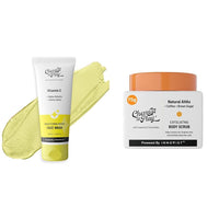 Chemist At Play Brightening Boost Face Wash with 30x Vitamin C For Men & Women | Vegan | SLS & Paraben Free | 100 ml Exfoliating Body Scrub For Removing Tan & Dead Skin Cells For Men & Women | 75g