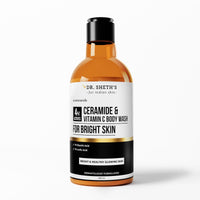 Dr. Sheth's Ceramide & Vitamin C Body Wash | For Bright, Healthy & Glowing Skin | Exfoliates & Evens Skin Tone | 4% Actives (1% Lactic Acid, 1% Glycolic Acid & 2% Niacinamide) | Sulphate Free | Gentle Exfoliating Shower Gel | Removes Tan & Dead Skin | Hyd