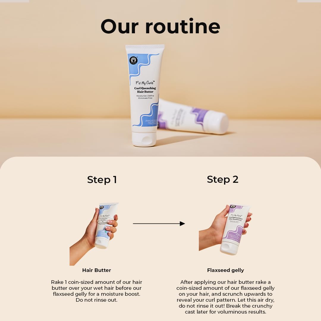 Fix My Curls Curl Quenching Hair Butter|Curly, Wavy, Frizzy Hair | With Tucuma Butter & Flaxseed| Ultra Curl Defining Cream | Silicone Free, 200gm