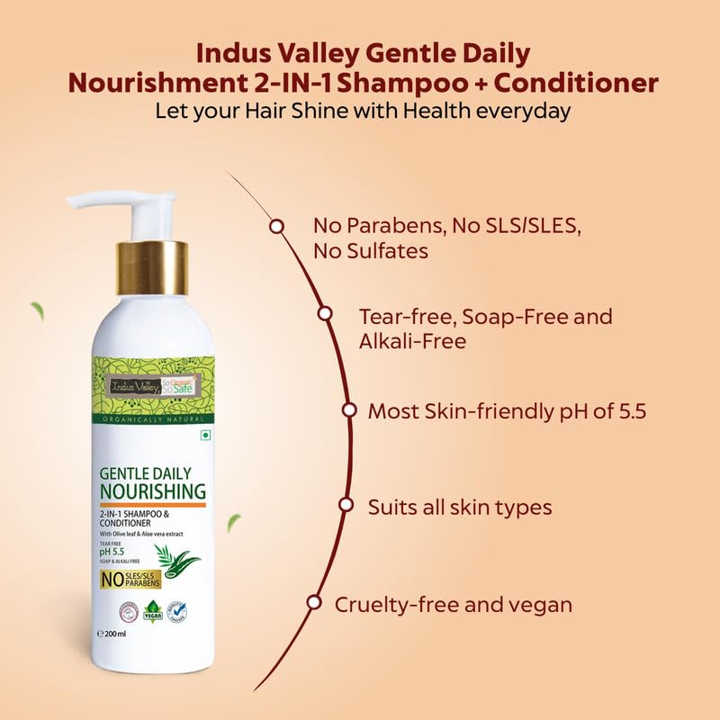 Indus Valley organic shampoo and Conditioner for hair care (Daily Care Shampoo, 200 ml (Pack of 1))
