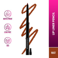 Coloressence Long Stay Waterproof Creamy Lip Liner Pencil with In-built Sharpener | Rust