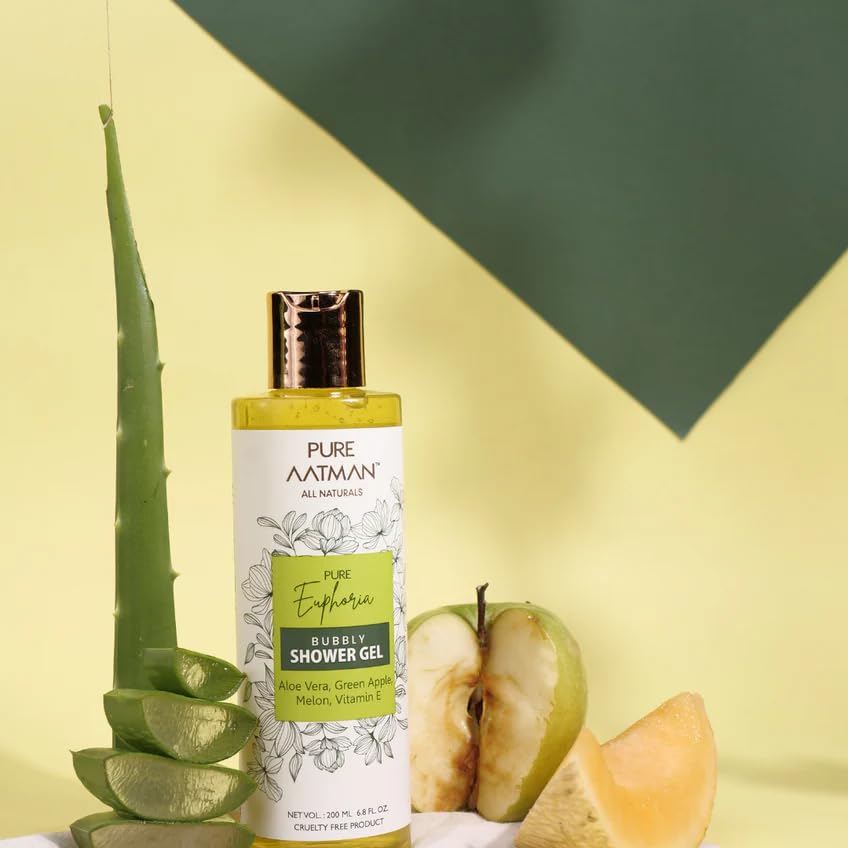 Pure Aatman Green Apple & Aloe vera Rejuvenating Body Wash For Women & Men,Deeply Nourishing Shower Gel, 200ml