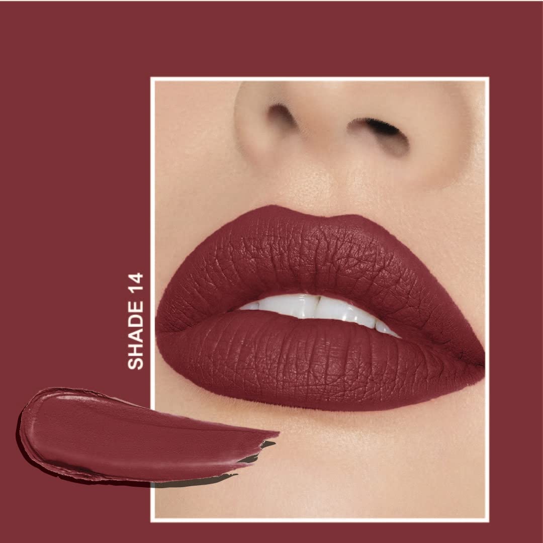 FLiCKA Tomato Bullet Matte Lipstick| Non-transfer Lipstick, Waterproof, Hydrating, Moisturizing, Upto 6Hrs, Shade 14, 4g