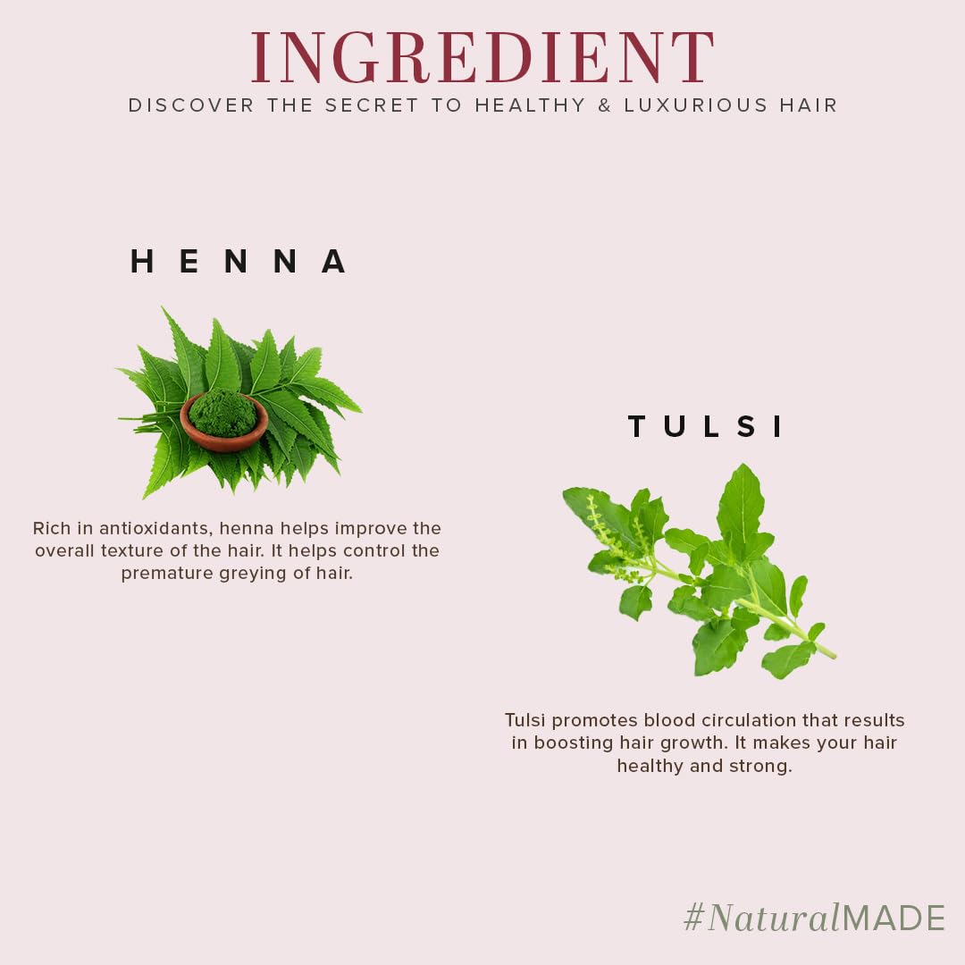 Khadi Natural Henna & Tulsi Herbal Shampoo | Gentle Cleanser for Hair Strength | Promotes Shinier Hair | Natural Herbal Formula- Pack of 2 (210 ml x 2)