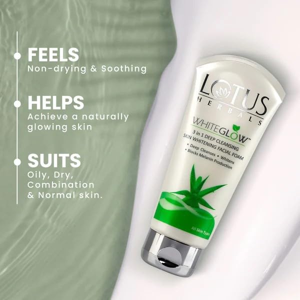Lotus Herbals Whiteglow Facial Foam 100gm, Night Cream 60gm, Set of 2